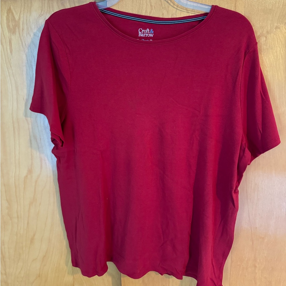 Croft & Barrow Essentials Crewneck Tee Size 1X - Red